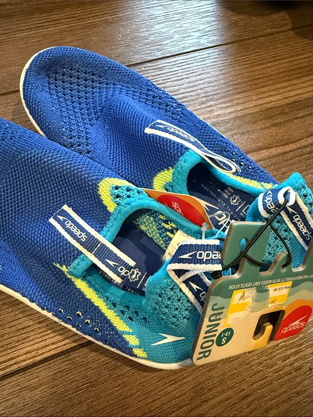 Speedo Kids Blue Aqua Water Shoes with Teal and Yellow Accents